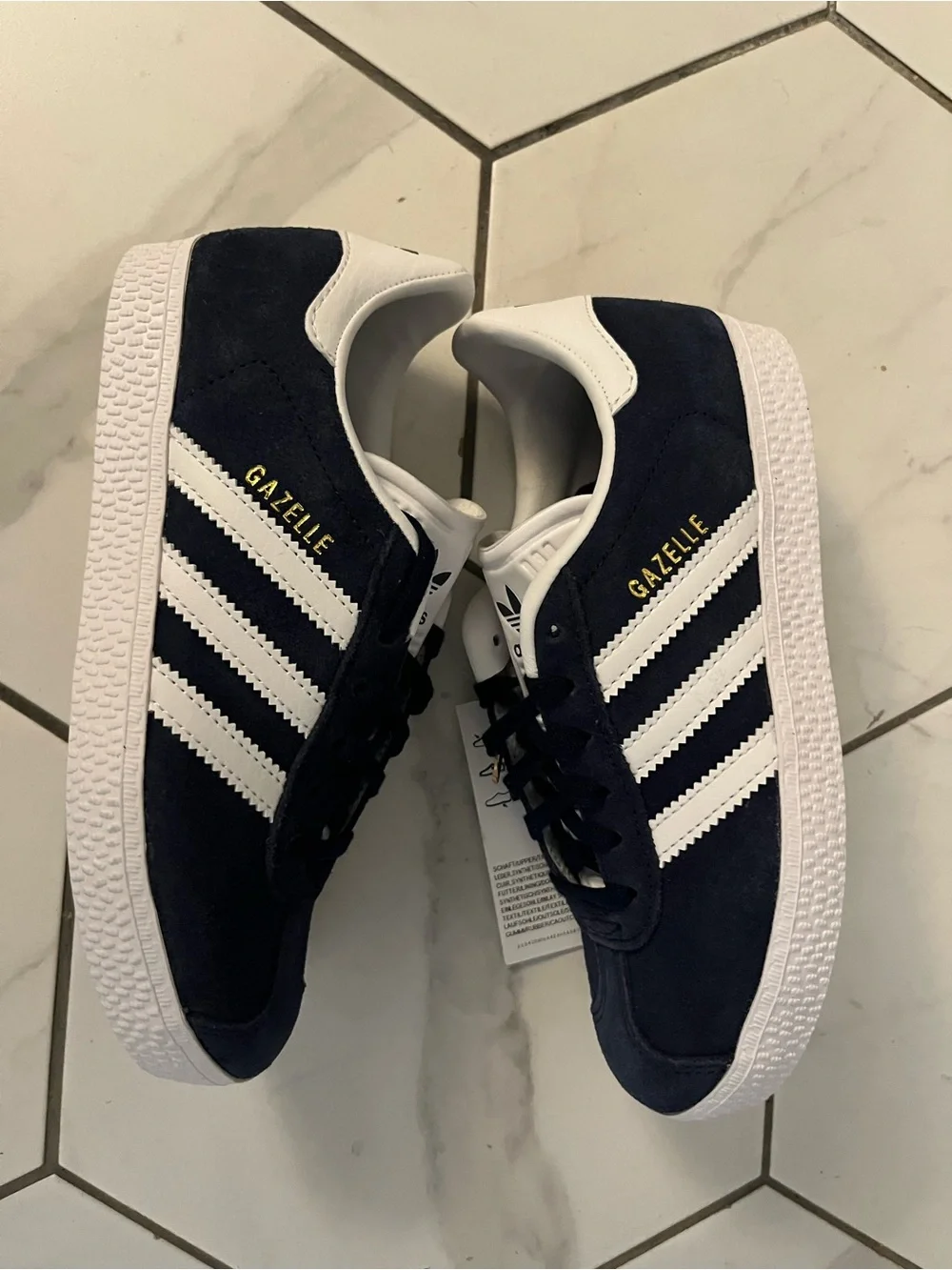 adidas kids Navy and White Suede Sneakers